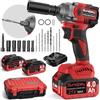 Sundpey Avvitatore a Impulsi Brushless 650Nm - 21V Avvitatore a Percussione 2 in 1 con Batteria 2 * 4000mAh & 6 Prese & 9 Punte & Asta di Prolunga, Avvitatore ad Impulsi per Auto e Casa