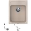 Fhuller Lavello da Incasso in Granito Avena, 40x50 cm, Vasca Singola, Base Minima 45 cm, con Kit di Montaggio e Sifone - PTPL400G0