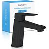 Bächlein Rubinetto da Bagno - Miscelatore Nero Opaco - Miscelatore Monocomando con Cartuccia Ceramica Resistente, 2 Tubi di Collegamento e Chiave di Installazione