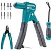 LIBRATON Kit Pistola Rivetti in Plastica con Rimuovifastener e Tronchesino | Rivettatrice ad Angolo 90° con 40 Pz Rivetti Nylon (4 Misure), Punta Universale per Auto, Ergonomica e Forza Ridotta del 50%