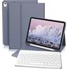 GKABXY Custodia con Tastiera per iPad 10/11(A16) Generazione (2022/2025), 10,9/11 Pollici, Custodia Posteriore Morbida in TPU con Porta Penna, Tastiera Bluetooth Magnetica Rimovibile, Layout QWERTZ
