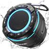 RIENOK Cassa Bluetooth Doccia Portatile IPX7 Impermeabile con Radio FM | 12 Ore di Autonomia, Vero Stereo Senza Fili, Chiamate in Vivavoce, LED Luce, Altoparlante Bluetooth con Ventosa per Doccia