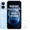 XIAOMI Redmi Note 17 Pro 5G,Smartphone 8+512GB,6,83 1.5K AMOLED 120Hz,Batteria 8340mAh Ricarica 67W,Fotocamera 50MP OIS+Ultra‑grandangolare,Snapdragon 6s Gen 4,IP68,Blu,Con caricatore da 67 W