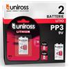 Uniross Pile Transistor Lithium 9V Ultra Performance 6LR61 E-Block Al Litio PP3-2 Blister Da 1 Batteria Li-Ion