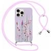 Foonary Cover con Cordino per Apple iPhone 16 Pro Max 6,9, Custodia con Laccio Collana Tracolla Aesthetic Disegni Morbido TPU Necklace Regolabile Protettiva Corda Case per iPhone 16 Pro Max, Lavanda