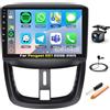 podofo Autoradio per Peugeot 207 (2006-2015), [4GB+64GB] touchscreen da 9 pollici Android 15 con CarPlay e Android Auto, Bluetooth 5.0, Wi-Fi, GPS, FM/RDS ed equalizzator
