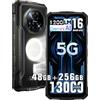 DOOGEENEXT Fire 7 PRO 5G Rugged Smartphone, 48GB+256GB/2TB Telefono Indistruttibile | Intercom,1200lm lampe,13000mAh Rugged Smartphone,64MP+20MP Nachtsicht,6.6'' HD+,Gemini AI,NFC,OTG,Telefono Robusto IP68,Nero