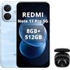 XIAOMI Redmi Note 17 Pro 5G,Smartphone 8+512GB,6,83 1.5K AMOLED 120Hz,Batteria 8340mAh Ricarica 67W,Fotocamera 50MP OIS+Ultra‑grandangolare,Snapdragon 6s Gen 4,IP68,Blu,Cuffie Nero incluse