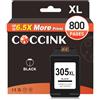 COCCINK 305 XL Cartuccia per HP 305 Nero DeskJet 2820e 4200e 2800e 2823e | DeskJet 4220e 4222e 4230e 2821e 2822e 2810e 4210e 2700 2720e 2700e Envy 6032e 6432e 6000 6400 COCCINK Cartucce 305XL
