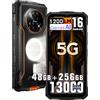 DOOGEENEXT Fire 7 PRO 5G Rugged Smartphone, 48GB+256GB/2TB Telefono Indistruttibile | Intercom,1200lm lampe,13000mAh Rugged Smartphone,64MP+20MP Nachtsicht,6.6'' HD+,Gemini AI,NFC,OTG,Telefono Robusto IP68
