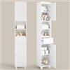 FORABAMB Mobiletto Bagno Salvaspazio 30 x 30 x 180 cm con 1 Cassetto, Mobile Bagno Alto con Ripiani Regolabili, Colonna Bagno con Scomparti Aperti per Sala da Pranzo, Soggiorno, Cucina, Bianco