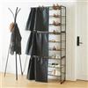 [en.casa] Set di 3 Scaffali Portascarpe Fino a 27 Paia Scarpiera in Metallo con Tendina Poggiascarpe a 3x3 Livelli Inclinati Struttura Impilabile 80 x 32 x 60 cm Nero