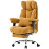 Efomao Sedia da Ufficio Ergonomica in Tessuto, Poltrona Scrivania Reclinabile con Poggiapiedi Estraibile, Schienale Alto, Supporto Lombare, Sedia Girevole per PC, Smart Working e Gaming (Giallo)