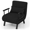 GYMAX Poltrona Pieghevole 4 in 1, con Funzione Letto, Cuscino Imbottito, Sedia Rilassante con Schienale Regolabile a 6 Posizioni, Salvaspazio per Piccole Stanze, Soggiorno (Nero)