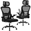 naspaluro Sedia Ufficio Ergonomica, Supporto Lombare, Girevole in Rete,Nero | Sedia Scrivania Poggiatesta Regolabile, Braccioli Ribaltabili, 136 kg, Poltrone Ufficio a Rete Traspirante per Scrivania