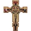 SHALOM - Crocifisso San Benedetto in Legno Betulla E Corpo in Metallo Bronzato. Altezza 14 Cm