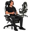 Avilia Poltrona Ufficio Ergonomica Reclinabile, Sedia Gamer con Poggiapiedi Nero/Bianco