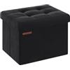 SONGMICS Pouf Pieghevole, Cassapanca in Velluto, 31 x 41 cm, Portata 130 kg | Contenitore con Coperchio, Poggiapiedi, Nero Inchostro, Collezione MINOTA LSF200B01