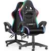 Racingreat Sedia Gaming con Luci RGB, Poltrona da Gioco con Poggiatesta e Supporto Lombare, Sedia Ergonomica Gaming per Stanza dei Giochi, Adolescenti (Utilizzo di RGB,Nero