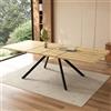 MSMOK Tavolo da pranzo allungabile con 3 lunghezze, 160/200/240 x 90 cm, per 6-10 persone, forma dritta, gambe in metallo, stile semplice, per sala da pranzo, cucina, colore rovere