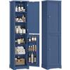 FOREHILL Colonna Bagno con Mensole per Porte 40x30x180cm (Blu) | Mobiletto Bagno con con 2 Versioni Apertura Reversibile,Ripiani Regolabili 6.4CM,Spazio Ridotto Indispensabile
