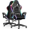 Racingreat Sedia Gaming con Luci RGB, Poltrona da Gioco con Poggiatesta e Supporto Lombare, Sedia Ergonomica Gaming per Stanza dei Giochi, Adolescenti (Utilizzo di RGB,Grigio