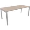 FBasic Scrivania Operativa Ufficio - Struttura metallo ARGENTO e Piano legno ROVERE - 180x80x74