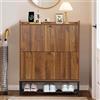 GuannCraft Scarpiera - mobile portaoggetti a due ripiani con doppia anta per l'ingresso, dal design moderno e resistente, con ripiani regolabili (Noci)