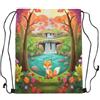 Generic Gym Sacco Cartoon Fox Waterfall Flower Maple Tree Borse da Palestra | spiaggia 36x42cm Drawstring Bag Impermeabile Zaino con Coulisse per Festa quotidiano sport