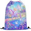 Generic Zaino Sportiva Kawaii Unicorn Princess Zaino con Coulisse Regalo 36x42cm | Sacche Sportive Moda Sackpack Cinch per Viaggio Festa sport