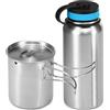 Horett Bottiglia D'acqua Isolata Sotto Vuoto, Acciaio Inossidabile da | Tazza da Campeggio da 700 Ml, Acciaio Inossidabile, Pentola per falò, Tappo a Vite Resistente Alle Perdite, Manici