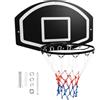 LIFEZEAL Canestro da basket con anello da basket e rete da basket, montaggio a parete, per interni ed esterni, per bambini e adulti, colore: nero