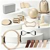 Fantspati 19Pcs Kit Pilates, Kit Pilates per la Casa Bianco Sabbia con Blocco Yoga | Kit Pilates per la Casa per Donna con Ring Pilates, Palla Pilates, Elastici Pilates, Pesi Pilates e Cinghia Yoga