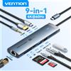 Vention Hub USB C HDMI 4K 60Hz 9 in 1 PD 100W Adattatore RJ45 Hub USB 3.0 Docking station splitter 5Gbps per MacBook Air iPad Laptop