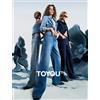 TOYOUTH Jeans denim da donna 2025 Primavera nuovi pantaloni larghi dritti a gamba larga in acetato a vita media bassa