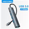 Vention USB C HUB Adattatore splitter HUB ad alta velocità da 4 porte da tipo C a USB A 3.0 per MacBook Pro iPad iPhone Samsung Lenovo Laptop