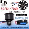 YSIDO Ventola intubata EDF YSIDO 50/64/70mm con 11/12 pale, motore brushless, combo di alimentazione ESC 40A/50A/80A 3S-6S per aereo RC a reazione EDF