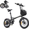 ENGWE ZIP Bici Elettrica Pieghevole Portatile 16'' 250W 40N.m Sensore di Coppia Shimano 7 Velocità 120KM 360Wh Batteria Leggera Type-C Freni Idraulici Bici Elettrica per Pendolarismo Urbano