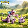 Bandai Statuette Anime Pokemon 2-6cm, Nidoqueen e Nidoking, Action Figure in PVC, Ornamento da Scrivania, Modellini da Collezione, Giocattoli Regalo