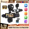 Podofo Dashcam per Auto da 3,16 Pollici, 4 Canali, Black Box WiFi, Telecamera di Guida FHD 1080P, Visione Notturna, Registrazione in Loop, Kit di Cablaggio Aggiuntivo, Accessori Auto con 5 Lenti ad