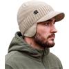 Hat Hut Berretto in Lana con Visiera, Cappello Invernale Foderato in Pile | Berretto invernale in lana con visiera, caldo, foderato in pile con paraorecchie, Beanie Uomo Cappello da Baseball Invernale
