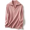 Ciovkis Maglione da donna in lana merino misto autunno inverno polo V collo 1/4 zip manica lunga maglione a maglia