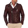 D'Arienzo Chiodo Pelle Color Vinaccia con Alette da Uomo Giubbotto Biker Vintage Vera Pelle Made in Italy