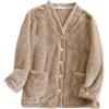 GMQWRK Giacca da letto da donna in morbido pile felpato, con tasche, casual, ampia, con bottoni, per inverno, primavera, calda, camicia da notte per anziani, madri, casa, abbigliamento da salotto