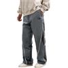 OLIPHEE Pantaloni Sportivi Uomo Lunghi Larghi con Tasca e Coulisse Casual Pantaloni Uomo Jogging Tuta Baggy Gamba Dritta Elastico in Vita Outdoor Fitness Ginnastica Autunno