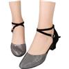 HTNEDNST Scarpe da sposa con brillantini, eleganti scarpe da sposa chiuse, scarpe da cerimonia nuziale con tacco a blocco, comode scarpe da ballo