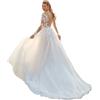 ZODJK Abito da Sposa in Pizzo delle Donne Abito da Sposa Maniche Soffici Abito da Sposa Abito da Sposa, Avorio 05, 32