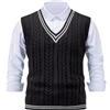 Fulidngzg Maglione Uomo Invernale in Lana Senza Maniche con Collo a V Gilet in Maglia Maglioncino Cotone Casual Pullover Primaverile Leggero Sottogiacca Cashmere Elegante per Case Lavoro