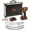 BLACK+DECKER Macchina foratrice a batteria, set da 80 pezzi, 1 pezzo, BDCHD18BAFC