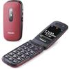 Panasonic KX-TU446EXR Telefono Cellulare Facilitato, Compatibile con Apparecchi Acustici, Ottimale per Anziani, Pulsanti Grandi Retroilluminati, Ampio Display, 600 Ore di Autonomia, Rosso